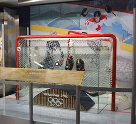 Experience the 'Golden Goal' at the Hockey Hall of Fame display featuring Sidney Crosby's stick, gloves, puck as well as the recently acquired podium and 'Golden Net'.
