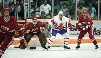 Canada's John Tonelli in action against the Soviet Union was named the 1984 Canada Cup most valuable player.