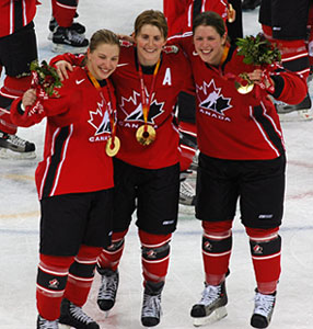 Canada's Sherie Piper, Haley Wickenheiser and Gillian Apps