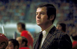 Team Canada head coach Harry Sinden behind the bench during the 1972 Summit Series.