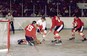 Team Canada's Red-White game during training camp at Maple Leaf Gardens leading up to the 1972 Summit Series against the Soviet Union.