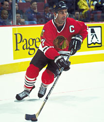 Chelios would serve as captain of the Blackhawks from 1995-1999.