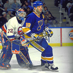 Shanahan reached the 50 goal mark in consecutive seasons with the St. Louis Blues.
