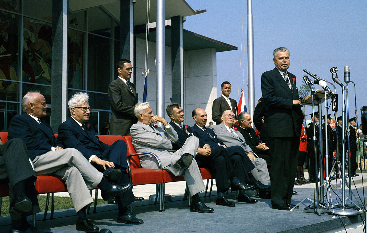 Canadian Prime Minister John Diefenbaker officially opened the Hockey Hall of Fame at its Canadian National Exhibition location on August 26, 1961.